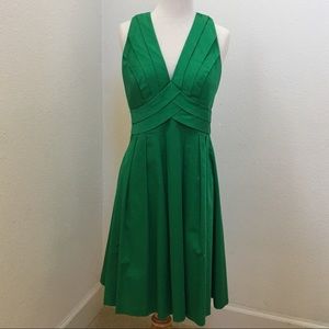 Calvin Klein V-Neck Pleated Green Dress